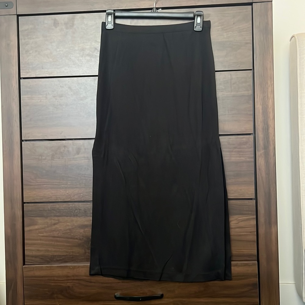 zara - black cotton midi maxi skirt